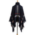 High collar fringed cloak shawl