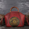 Genuine Leather Embossed Messenger Top Handle Bag