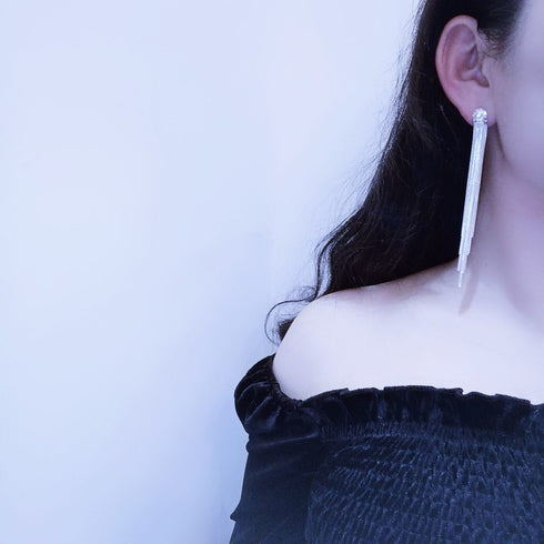 925 silver needle long earrings