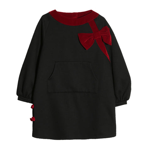 Fashionable bowknot black sweater women