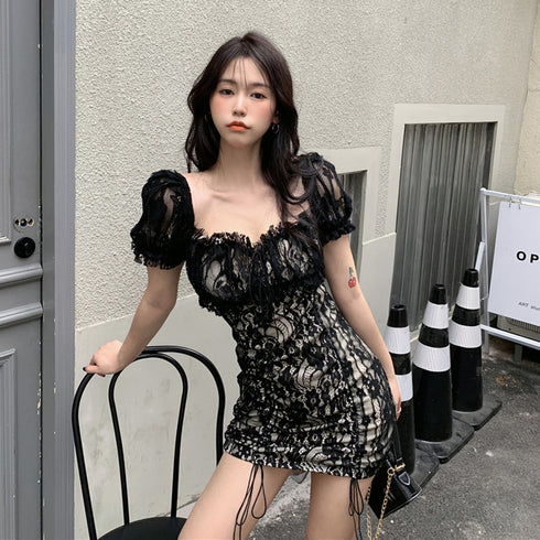 Plus Size Lacy Sweetheart Neckline Dress