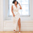 Sexy Deep V Sleeveless Slit High Waist Large Size Slim White Party Dress Women's Dress Dress