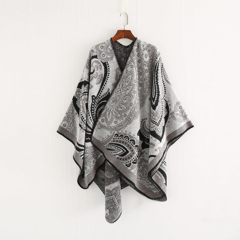 Faux Cashmere Split Shawl