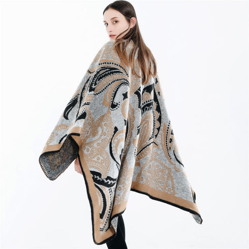 Faux Cashmere Split Shawl