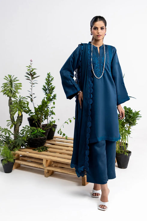 3 Piece Dyed Embroidered Acrylic Suit IPSTD-44128