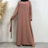 Clear Color Lace Up Muslim Dress With Pockets