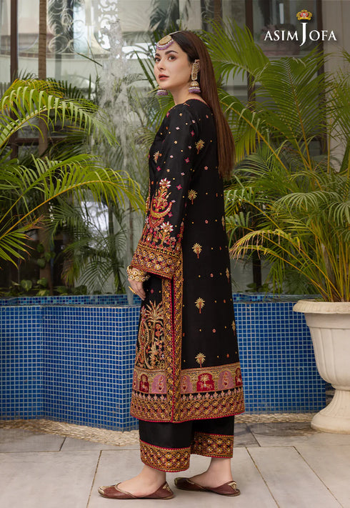 AJHJ-19 EMBROIDERED VISCOSE RAW SILK 3 PCS