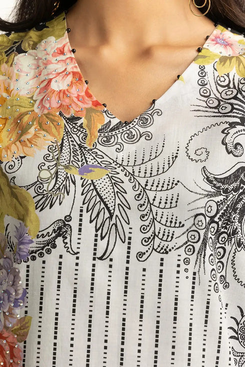 3 Piece Diamantes Lawn Print Suit IUSTKSD-84