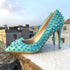 Early Spring Rivet High Heels Women's Stiletto Heel 10CM Pumps Tangerine Shoes