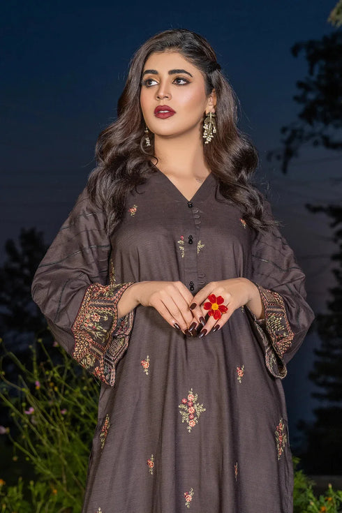 2PC Stitched Embroidered Bana Dora Linen Shirt and Trouser KLE-RTW-3625