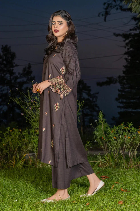 2PC Stitched Embroidered Bana Dora Linen Shirt and Trouser KLE-RTW-3625