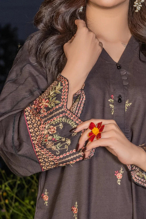 2PC Stitched Embroidered Bana Dora Linen Shirt and Trouser KLE-RTW-3625