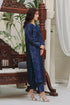 2PC Stitched Silk Shirt & Trouser Navy Blue KFS-2370