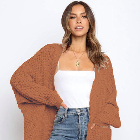 Loose knit plus size sweater women jacket