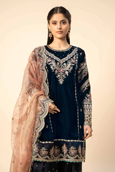 3 Piece Embroidered Velvet Suit | SF-W24-80