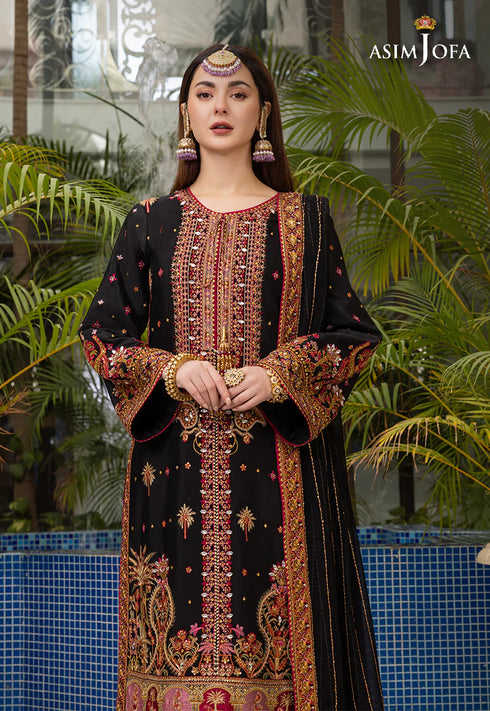 AJHJ-19 EMBROIDERED VISCOSE RAW SILK 3 PCS