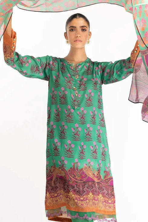 Digital Print Shamose Silk Embroidered Suit GLM-23-49