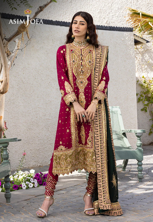 AJJH-10 EMBROIDERED RAW SILK 3 PCS