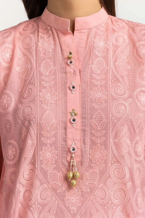 3 Piece Cambric Embroidered Suit KJP-43310