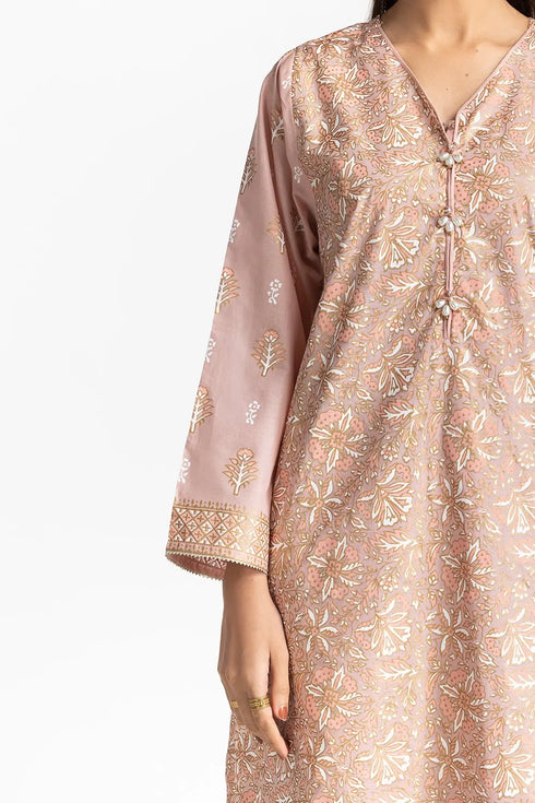 3 Piece Lawn Gold And Lacquer Printed Suit IUSTKSD-268