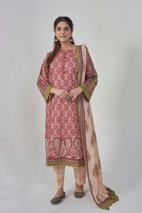 3PC Stitched Embroidered Lawn Suit KL-RTW-3069