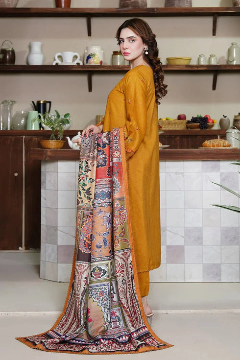 3PC Stitched Embroidered Linen Suit RTW-KLE-3531