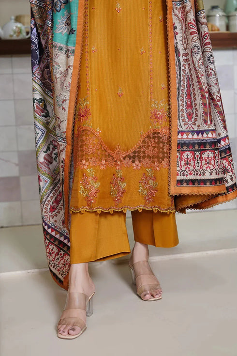 3PC Stitched Embroidered Linen Suit RTW-KLE-3531