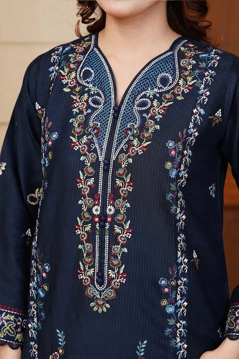 3PC Stitched Embroidered Linen Suit RTW-KLE-3532