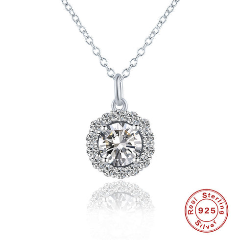 1 Karat Moissanite Pendant Round Bag Necklace