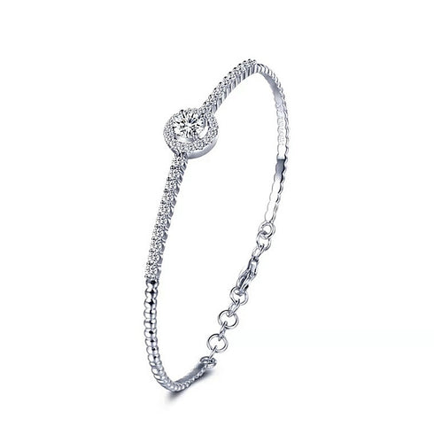 925 Sterling Silver Round Bag Bracelet Ladies Korean Fashion Moissanite Student Jewelry