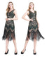Vintage Sequined Fringe Dress Party Dance Dress