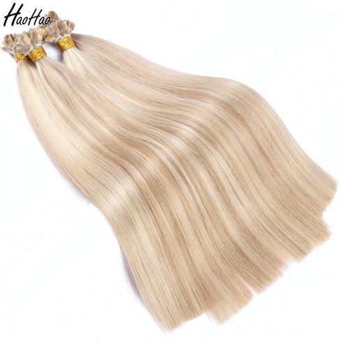 Real human hair seamless flat hair extension