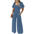 Women's Square Collar Short Sleeve Jumpsuit