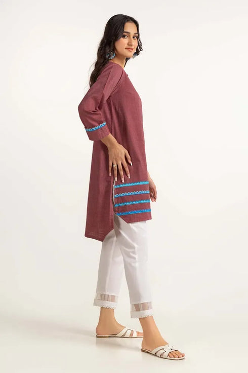 Dyed Yarn Cotton Embroidered Shirt Glw-23-104