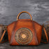 Genuine Leather Embossed Messenger Top Handle Bag