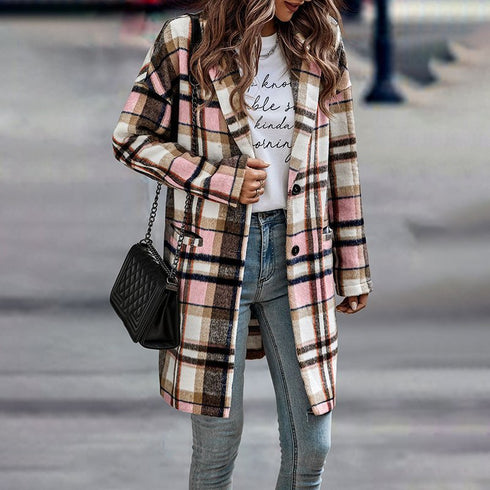 Autumn And Winter Long Single-breasted Lapel Shirt Coat Woolen Coat