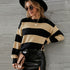 Winter New Striped Fashion Personality Plus Size Pullover Slimming Knitwear Cross-border Sweater Bottoming Shirt Women