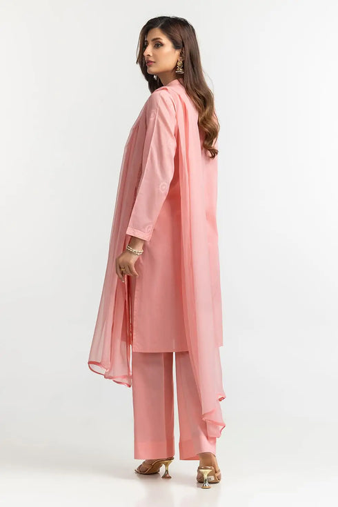 3 Piece Cambric Embroidered Suit KJP-43310