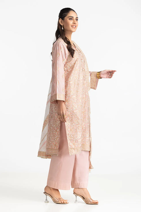 3 Piece Lawn Gold And Lacquer Printed Suit IUSTKSD-268