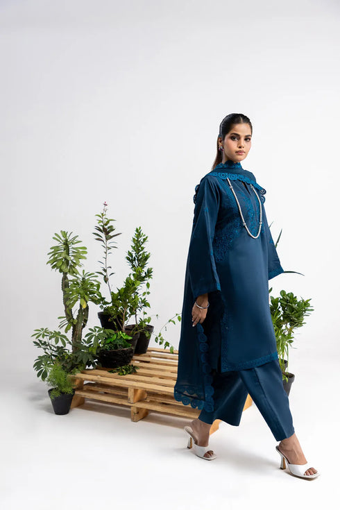 3 Piece Dyed Embroidered Acrylic Suit IPSTD-44128