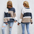 Round Neck Color-blocking Pullover Sweater Plus Size Loose Women