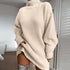 Mid-length raglan sleeve half turtleneck sweater dress