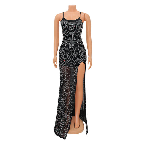 Rhinestone Sling Party Dress Women