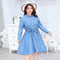 Tencel Denim Simple Plus Size Women's Long Sleeve Dress Denim Plus Size Skirt