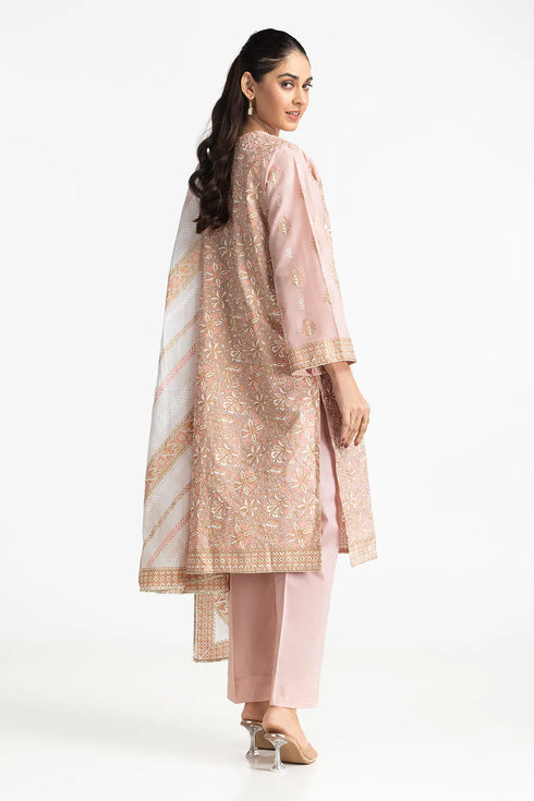 3 Piece Lawn Gold And Lacquer Printed Suit IUSTKSD-268