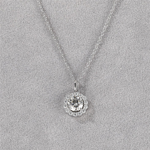 1 Karat Moissanite Pendant Round Bag Necklace