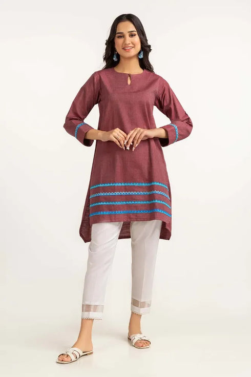 Dyed Yarn Cotton Embroidered Shirt Glw-23-104