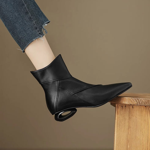 Chunky Heel Side Zip Short Tube Fashion Boots