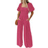 Women's Square Collar Short Sleeve Jumpsuit
