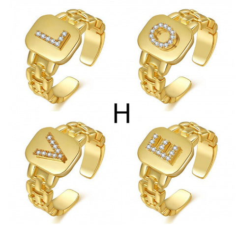 Fashion Jewelry Letter Series Gold-plated Zircon Strap Design Ring